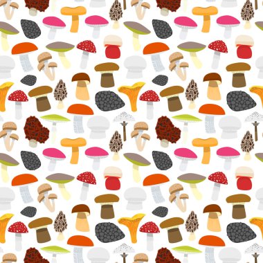 Çizgi film mantar arka plan deseni. Vektör