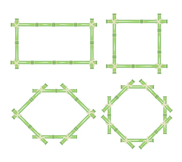 Yeşil Bambu ahşap çerçeve kümesi yapışır. Vektör — Stok Vektör