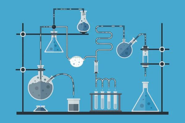 Kreslený chemickou laboratoř. Vektor — Stockový vektor