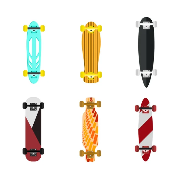 Σετ Skateboard χρώμα κινούμενα σχέδια. Διάνυσμα — Διανυσματικό Αρχείο