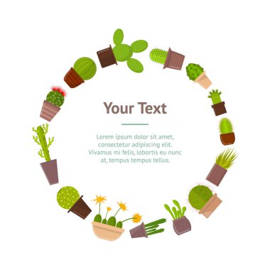 Çizgi film Cactus bitki tencere afiş kartı vektör