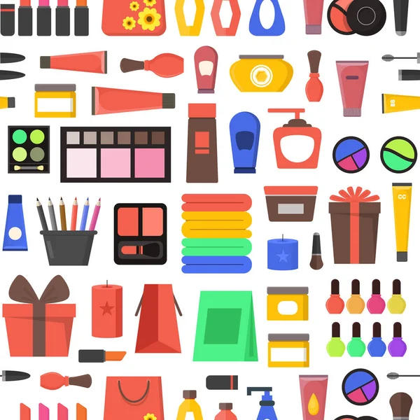 Çizgi film güzellik kozmetik mağazası arka plan deseni. Vektör