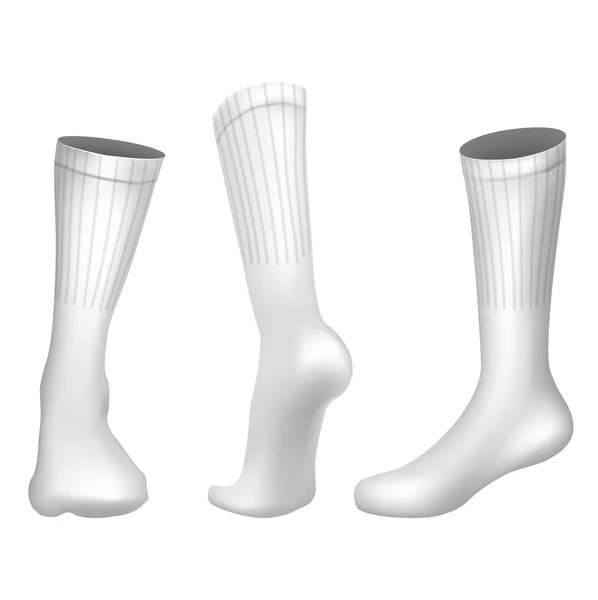 Vektor realistické fotbalové ponožky bílé. Šablony upravitelné ilustrace — Stockový vektor