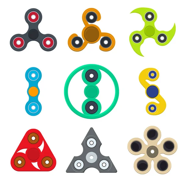 Cartoon Spinner Toy kleur Icons Set. Vector — Stockvector