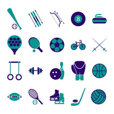 Spor simgesini işaret ve sembolleri mavi küme. Vektör
