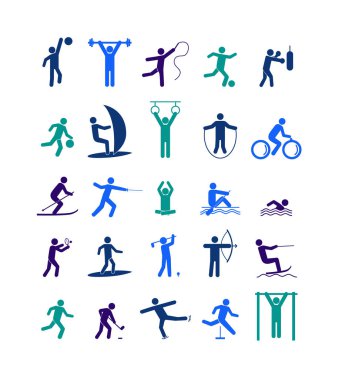 Spor simgesi oynayanlar Set renk. Vektör