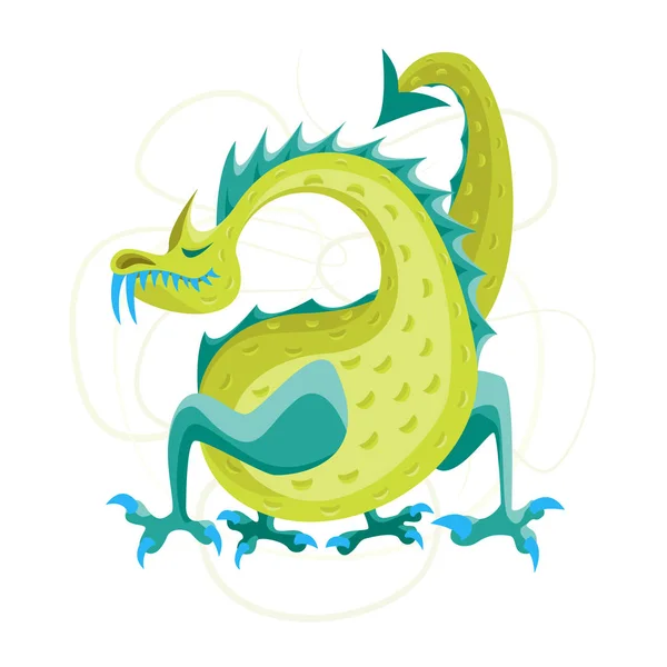 Dibujos animados Green Fantasy Animal Dragon. Vector — Archivo Imágenes Vectoriales