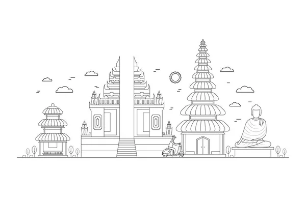 Bali Ligne mince Art. Vecteur — Image vectorielle