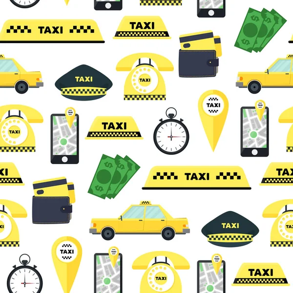 Taxi Transportation Service Background Pattern. Vettore — Vettoriale Stock