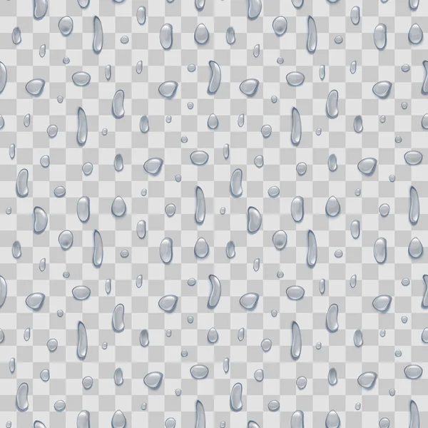 Gotas de agua pura sobre fondo transparente. Vector — Vector de stock