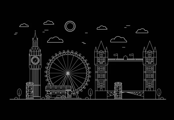 London City Thin Line Art. Vecteur — Image vectorielle