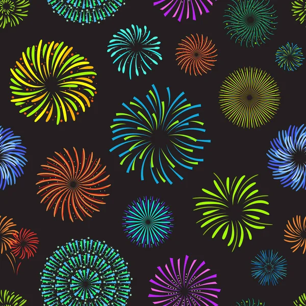 Colore Celebrazione Fuochi d'artificio modello di sfondo. Vettore — Vettoriale Stock