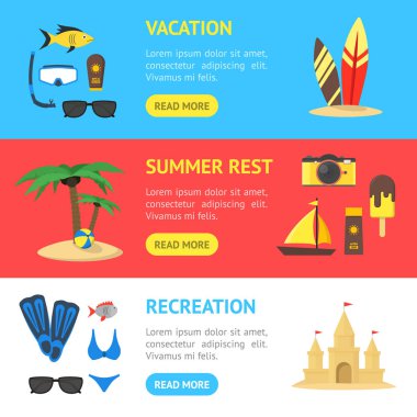 Yaz geri kalan afiş yatay küme. Vektör