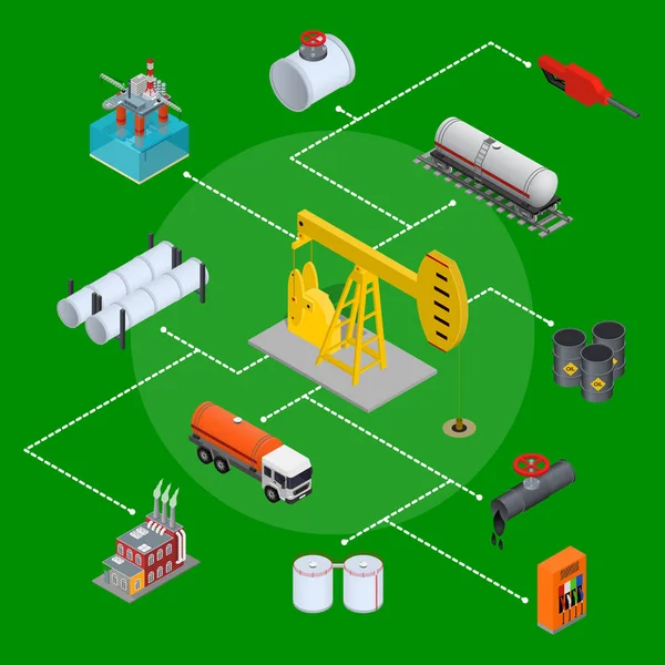 Conceito de Indústria do Petróleo e Recursos Energéticos. Vetor — Vetor de Stock