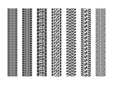 Siyah lastik parça tekerlekli arabası seti. Vektör