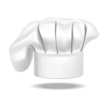 Bir arka plan üzerinde gerçekçi detaylı Şef beyaz şapka. Vektör