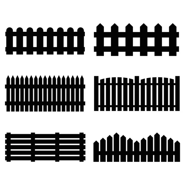 Juego de iconos de Silhouette Black Fence. Vector — Vector de stock