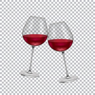 Realistic Glass with Wine on a Transparent Background. Vector clipart
