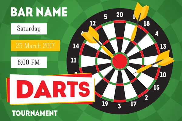 Cartoon Darts Tournament Горизонтальні запрошення на бар. Векторні — стоковий вектор