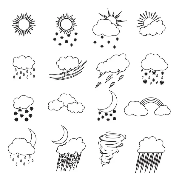 Çizgi film hava ince çizgi simgeler kümesi. Vektör