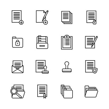 Klasörleri ince çizgi Icon Set. Vektör