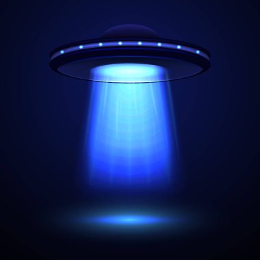 Gerçekçi detaylı uzaylı uzay gemisi veya Ufo. Vektör