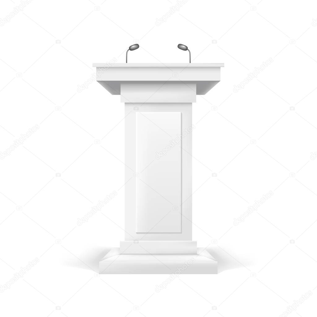 Realistic Template Blank White Tribune Isolated. Vector