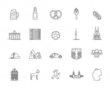 Almanya ince çizgi Icon Set sembolü. Vektör