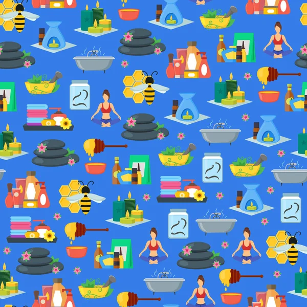 Çizgi film alternatif tıp arka plan deseni mavi üzerinde. Vektör