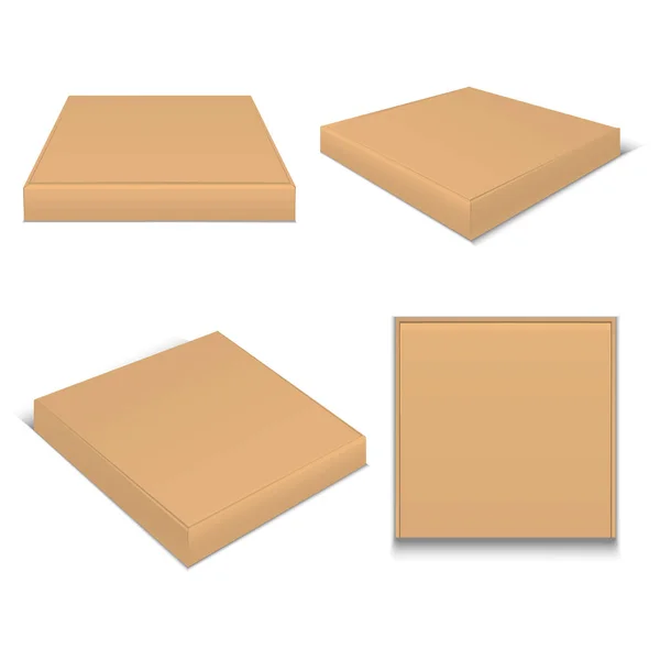 Реалістичний шаблон Порожній коричневий пакет Піца коробки. Векторні — стоковий вектор