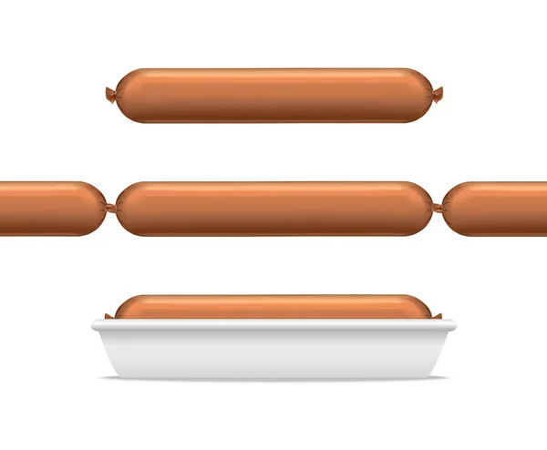 Salsicha Único, Linha e no pacote de supermercado. Vetor —  Vetores de Stock