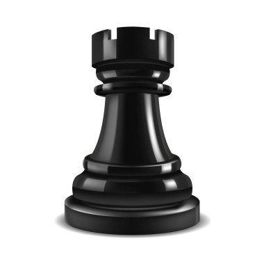 Gerçekçi 3d satranç kale siyah. Vektör
