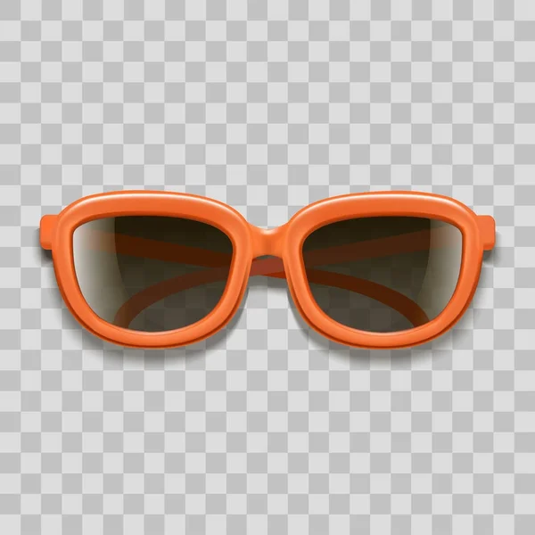 Realistische 3D-rote Sonnenbrille mit schwarzen Gläsern auf transparentem Hintergrund. Vektor — Stockvektor