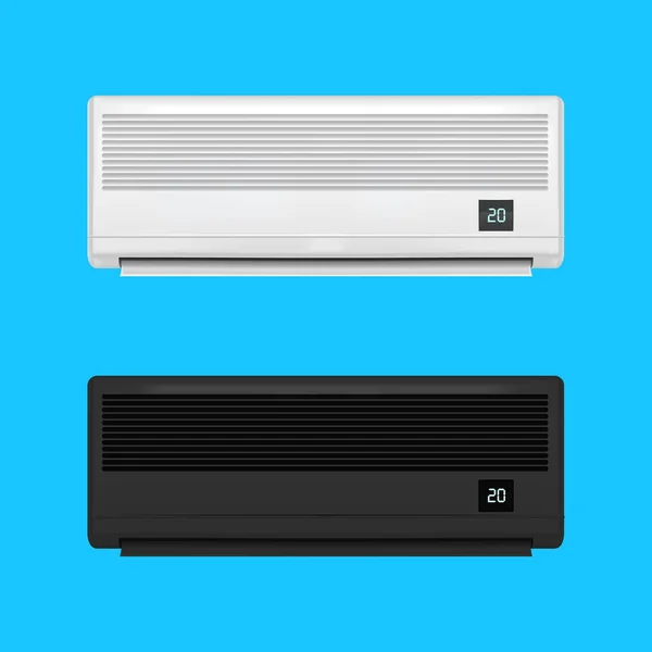 Realistic Detailed Air Conditioner Set. Vector — Stock Vector