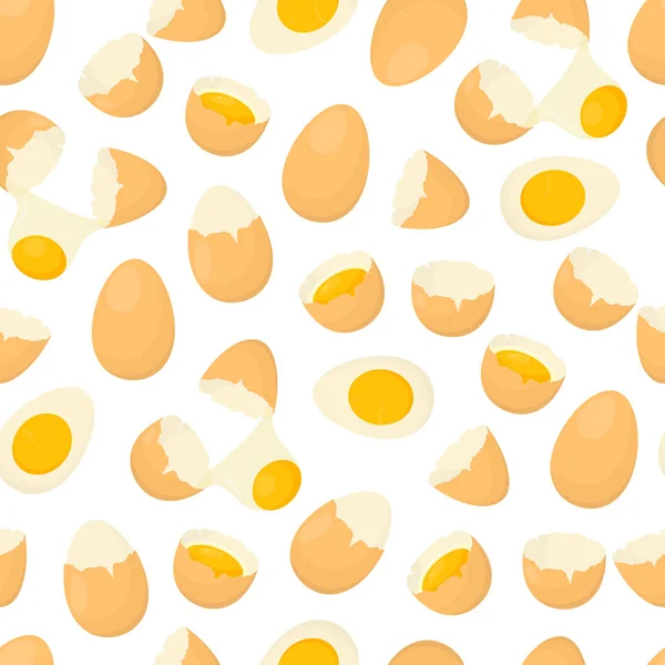 Rajzfilm sült és egy fehér háttér minta friss tojás. Vektor — Stock Vector