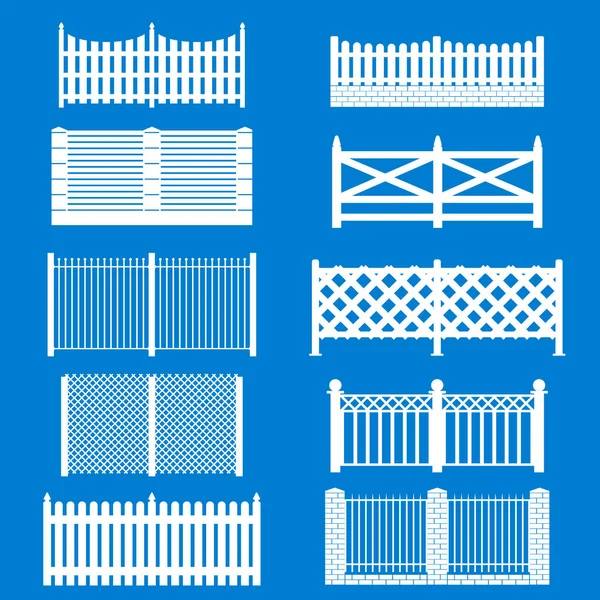 Siluet beyaz çit Icon Set. Vektör