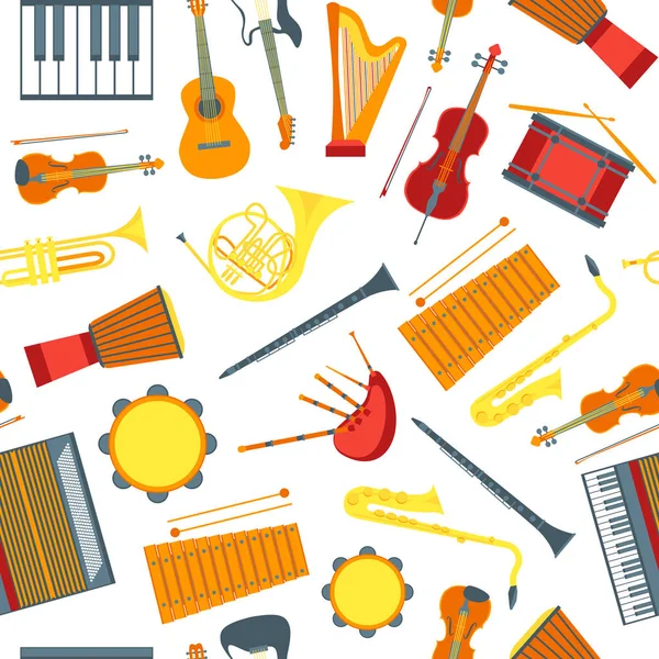Bir beyaz çizgi film müzikal Insrtuments arka plan deseni. Vektör