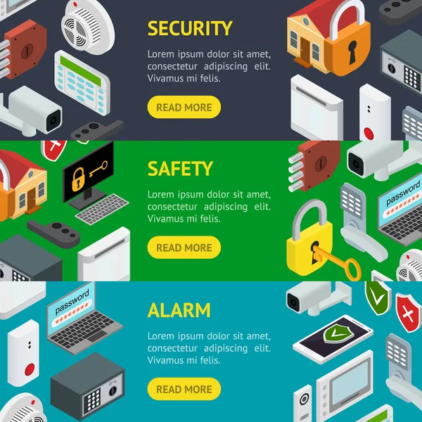 Ensemble horizontal de bannière de sécurité. Vecteur — Image vectorielle