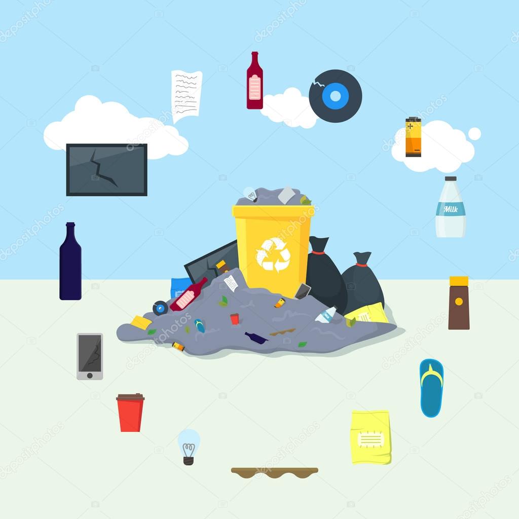 Garbage Dump or Landfill Card Poster. Vector