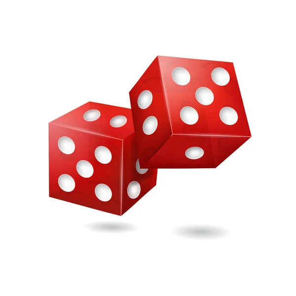 Realista 3d Red Casino Dice. Vector — Vector de stock