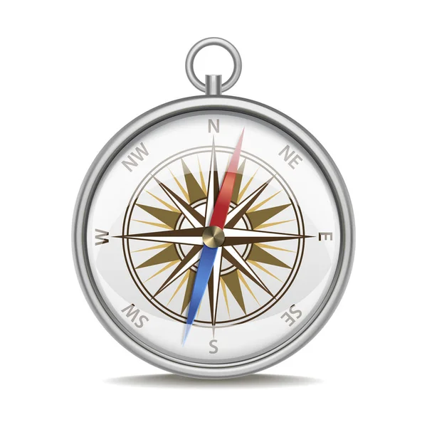 Realistyczny szczegółowe kompas z Windrose. Wektor — Wektor stockowy