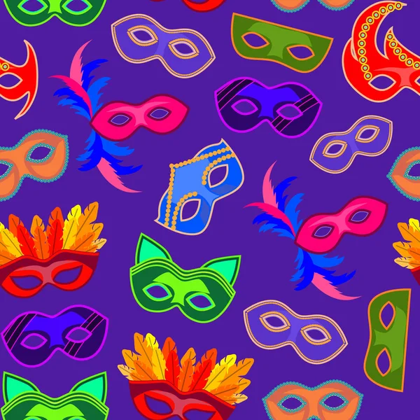 Cartoon Carnival Mask Background Pattern. Vecteur — Image vectorielle