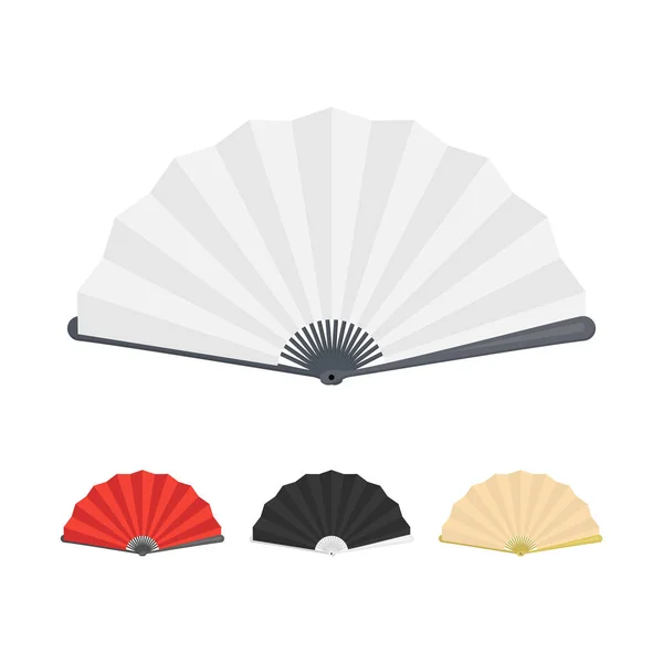 Conjunto de color de ventilador de papel plegable japonés. Vector — Vector de stock