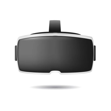 Gerçekçi detaylı 3d sanal gerçeklik kulaklık kutu. Vektör