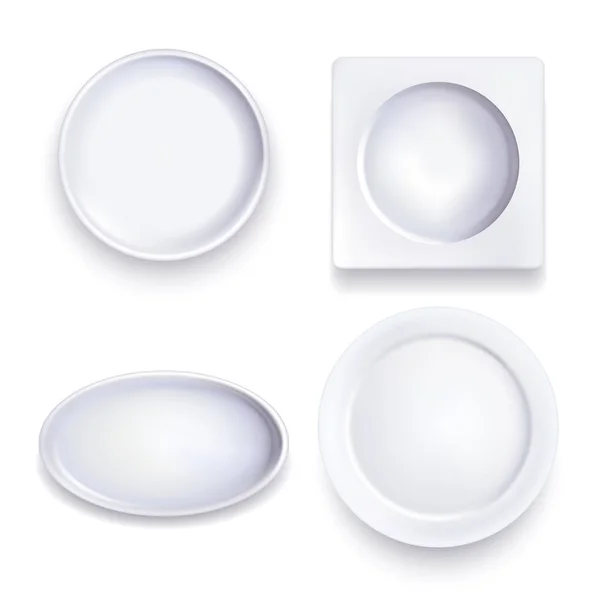 Modèle 3D détaillé réaliste Blank White Food Plates. Vecteur — Image vectorielle