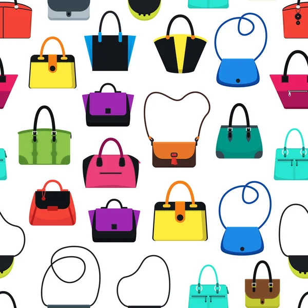 Cartoon-Handtasche oder Frauentaschen Hintergrundmuster auf einem weißen. Vektor — Stockvektor