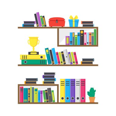 Çizgi film renk durum kutusu kitaplarla. Vektör