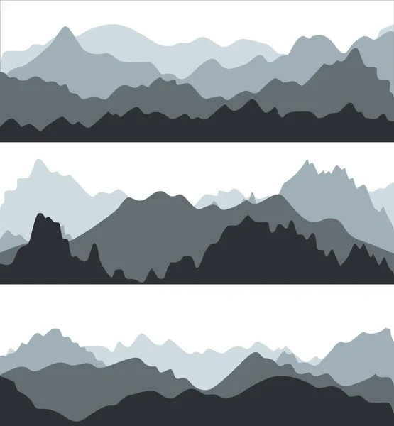 Dibujos animados Silueta Montañas Negro Paisaje Fondo. Vector — Vector de stock