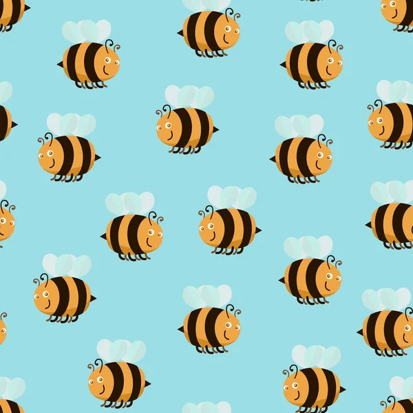 Cartoon Color Bee Background Pattern. Вектор — стоковый вектор
