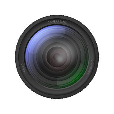 Gerçekçi detaylı 3d Kamera Lens. Vektör